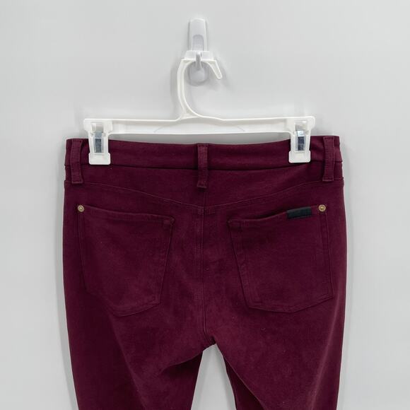 7 FOR ALL MANKIND Maroon Crushed Velvet Skinny Jeans // 27 - Picture 6 of 8
